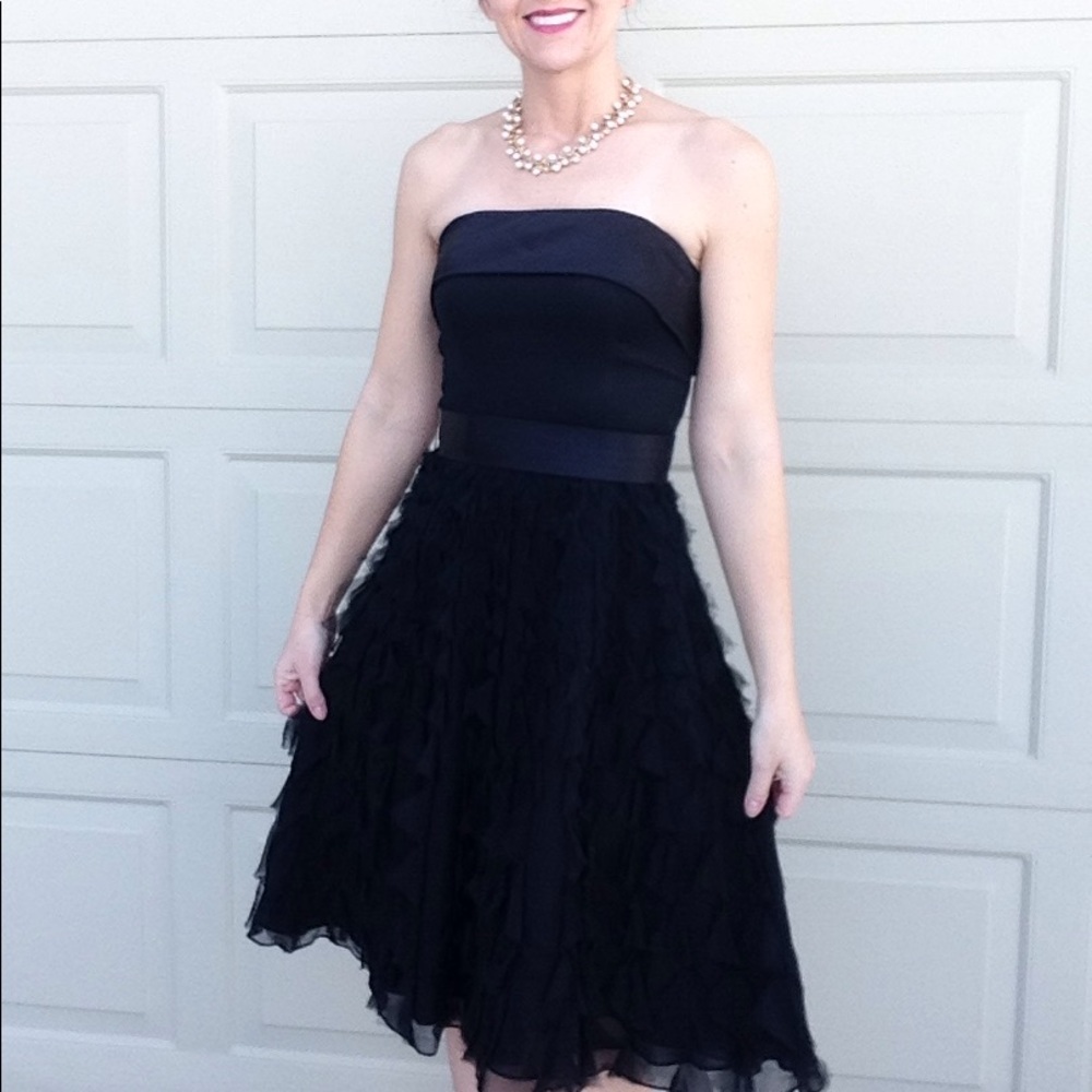 WHITE HOUSE BLACK MARKET silk strapless dress 2 4